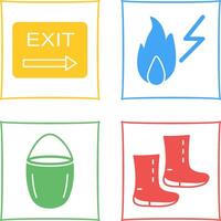 exit and electricity fire Icon vector