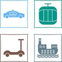 Police Car and Cable Car Icon vector