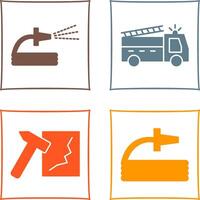 spraying water and fire truck Icon vector