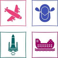 Landing Airplane and Dinghy Icon vector