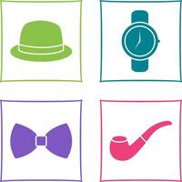 sombrero y reloj icono vector