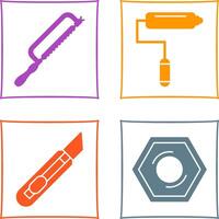 Hacksaw and Paint Roller Icon vector