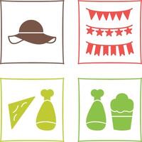 Garlands and Woman Hat Icon vector