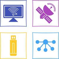 Disconnected Network and Satellite Icon vector