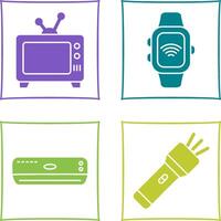 televisión y inteligente reloj icono vector