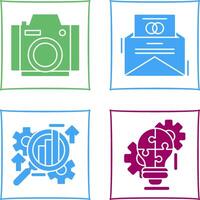 Photo Camera and Invitation Card Icon vector