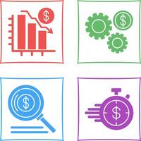 Chart Down and Settings Icon vector