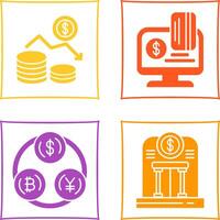 dinero pérdida y en línea pago icono vector