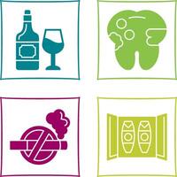 vino y caries icono vector