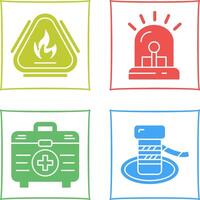 Caution Fire and Siren Icon vector