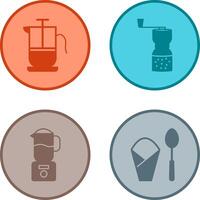 french press and coffee grinder Icon vector