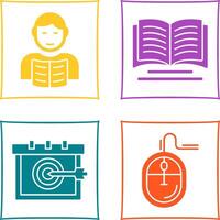 estudiante y libro icono vector