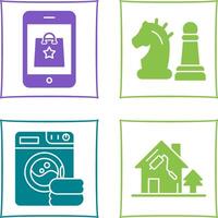 en línea compras y ajedrez pedazo icono vector