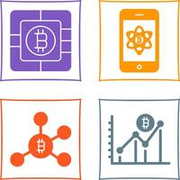 bitcoin chip y móvil icono vector