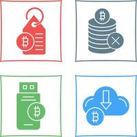 Not Accepted and Bitcoin Label Tag Icon vector