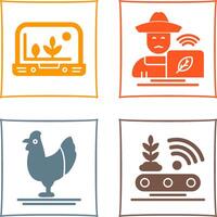 Smart Farm and Farmer Icon vector