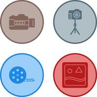 open camera and camera stand Icon vector