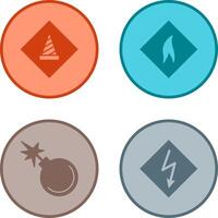 under construction and flammable material Icon vector