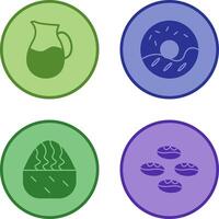 milk jug and cream doughnut Icon vector