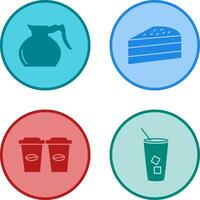 cake slice and coffee pot Icon vector