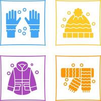 Winter Gloves and Winter Hat Icon vector