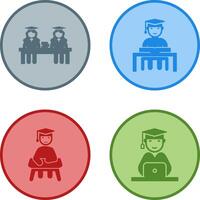 Combined Study and Studying on Desk Icon vector