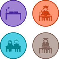 study desk and studying on desk Icon vector