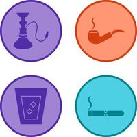 hookah and lit smoking pipe Icon vector