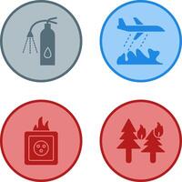 using extinguisher and firefighter plane Icon vector