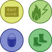 exit and electricity fire Icon vector