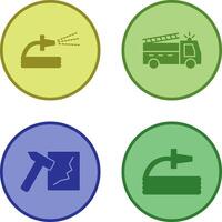 spraying water and fire truck Icon vector