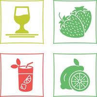 Wine and Strawberry Icon vector