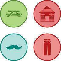 Picnic of Table and Wood Cabin Icon vector