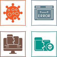 virus y error código icono vector