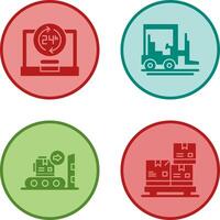 24 hours and forklift Icon vector