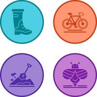lluvia botas y ciclismo icono vector
