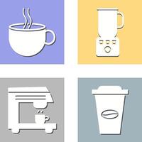 caliente café y café licuadora icono vector