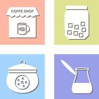 Coffee Shop And sugar Bottle Icon vector