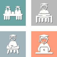 Combined Study and Studying on Desk Icon vector