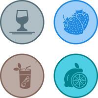 Wine and Strawberry Icon vector