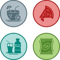 Pizza Slice and Coconut Drink Icon vector