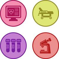 Cardiogram and Hospital Bed Icon vector