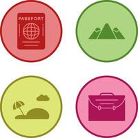 pasaporte y montaña icono vector