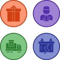 Gift Box and Worker Icon vector