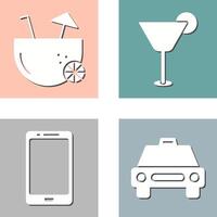 coconut drink and cocktail drink Icon vector