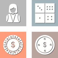 elegant lady and domino game Icon vector