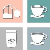 tea bag and creamy coffee Icon vector