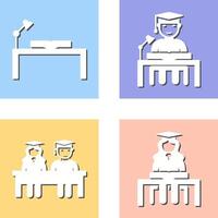 study desk and studying on desk Icon vector