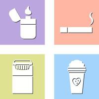 lighter and lit cigarette Icon vector