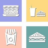 cream cake and lunch bistro Icon vector